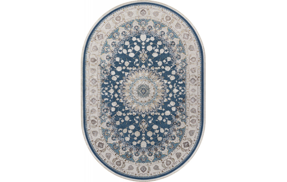 Ковер A050B - D.BLUE / CREAM - Овал - коллекция ZARINA